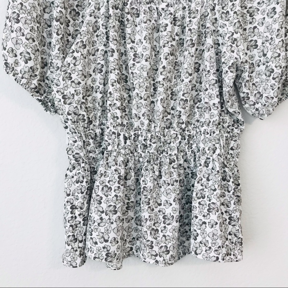 New! Nine West Bohemian Peasant Floral Square Neck Peplum Blouse Top - Picture 8 of 10